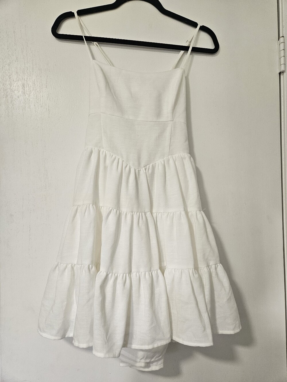 NWT Altar'd State White Tiered Ruffle Mini Dress Back Tie Size Small